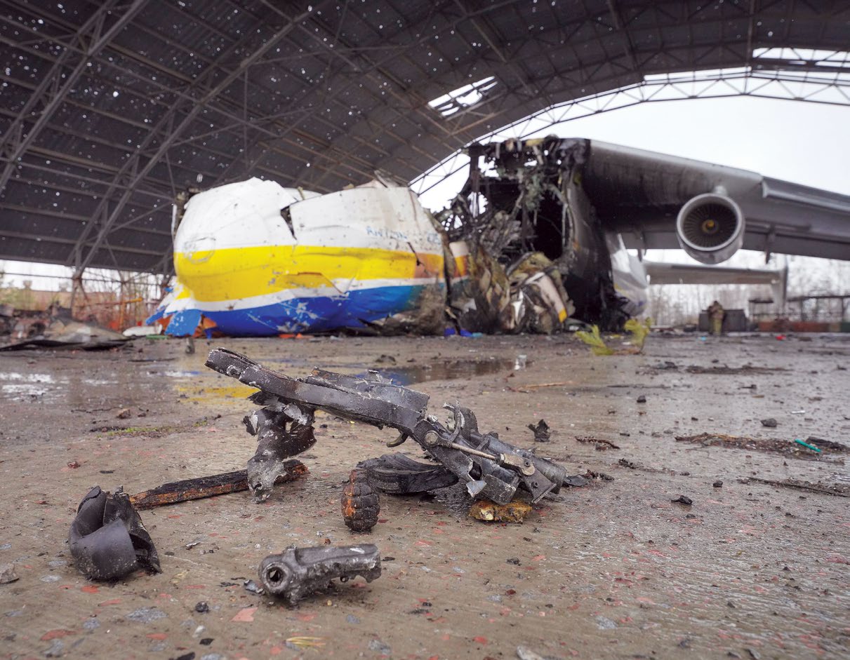 Antonov Airport after Russian invasion of Ukraine and Mriya (Photo by Oleksandr Ratushniak)